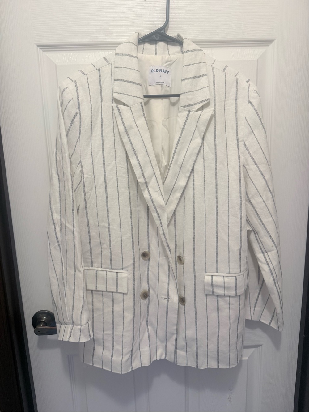 Old Navy White Blazer with Gray Pinstripes